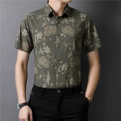 男士短袖印花衬衫潮流ins风夏季新款休闲个性印花百搭半袖衬衣潮商品大图