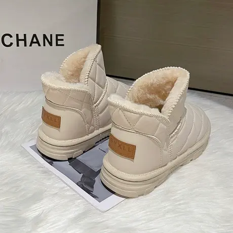 皮毛一体雪地靴女2024年新款厚底防水棉鞋冬季女鞋加绒加厚短靴子图片