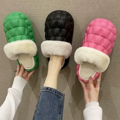 可拆卸棉拖鞋女冬季外穿防水室内家居厚底防滑毛绒保暖情侣拖鞋男图片