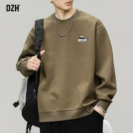 男士美式圆领卫衣男秋冬重磅2023新款潮牌男装加厚长袖上衣打底衫商品大图