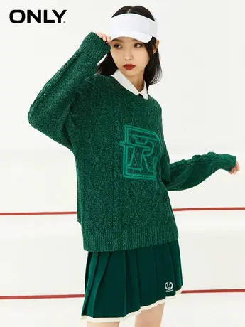 ONLY奥莱夏季复古运动风字母图案宽松圆领针织衫女商品大图