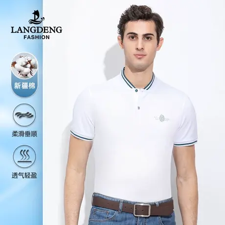 浪登2023夏季新款男士商务休闲棒球领短袖T恤衫中青年polo衫透气商品大图