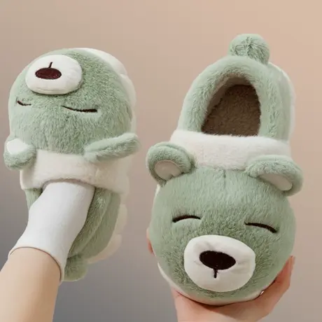 包跟保暖棉拖鞋男女冬季可外穿情侣室内居家可爱卡通防滑厚底棉鞋商品大图