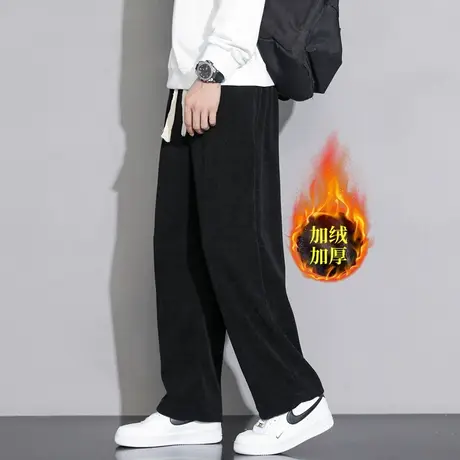 胖子灯芯绒长裤男加肥加大码加绒运动裤加厚休闲裤直筒肥佬保暖裤商品大图