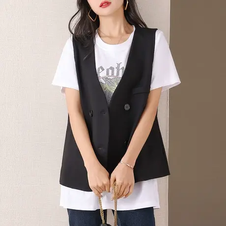 伊自尚大码女装微胖妹妹显瘦减龄遮肉马甲商品大图