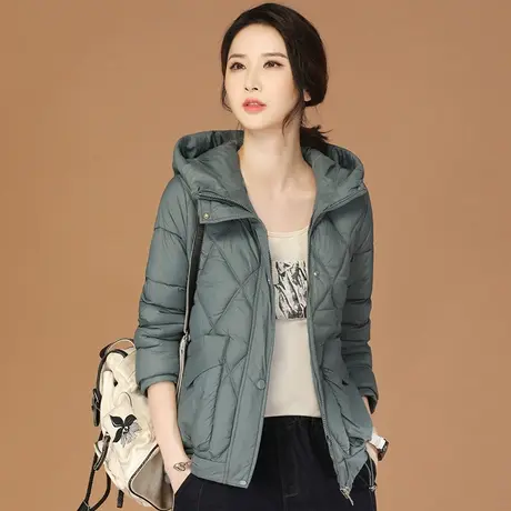 新品8.8折连帽拼接长袖加厚保暖棉衣棉服女2023冬新款面包服外套商品大图