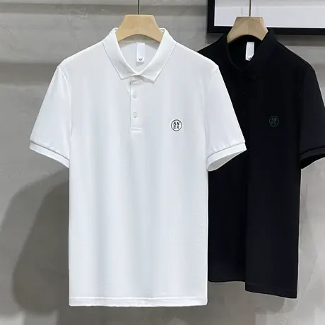 简约压花帅气翻领高端Polo衫男潮流潮牌夏季带领t恤男士短袖体恤商品大图