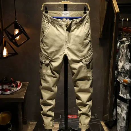 夏季款工装裤男潮牌直筒宽松休闲裤子男韩版潮流百搭长裤港风男裤商品大图