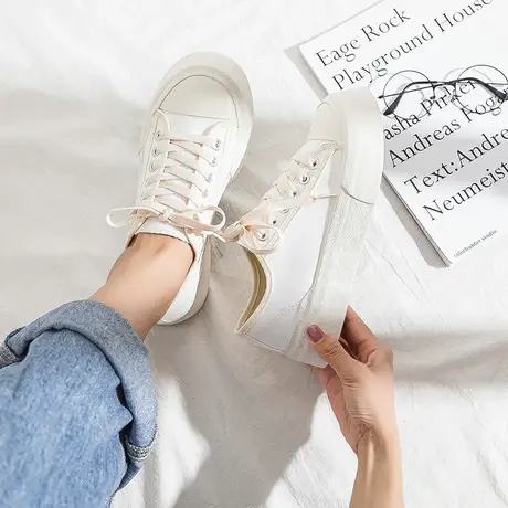 白色帆布鞋女夏季薄款2021年新款学生ulzzang百搭低帮潮鞋ins板鞋商品大图