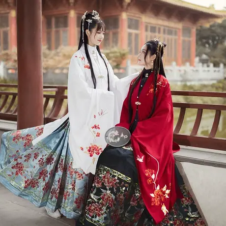 锦绣丨如梦霓裳原创汉服女明制披风 重工牡丹刺绣 百搭大袖衫春秋图片