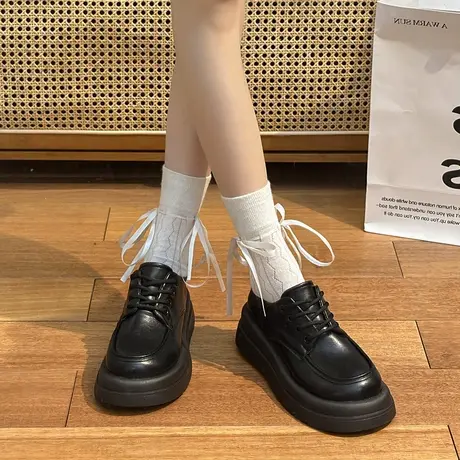鞋子女2023新款爆款秋冬季单鞋英伦风小皮鞋女厚底百搭小众乐福鞋商品大图