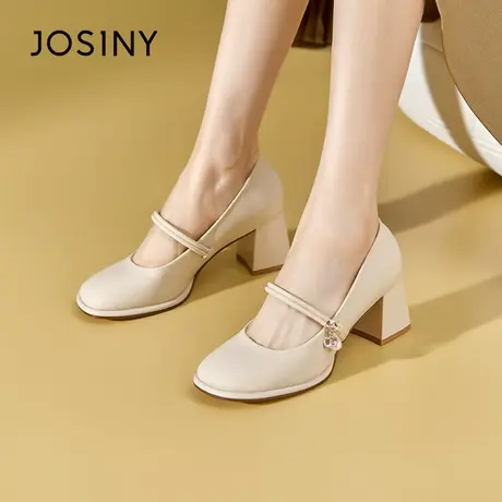 Josiny/卓诗尼女神推荐~玛丽珍女鞋2023夏季新款仙女高跟小皮鞋女商品大图
