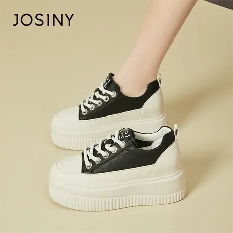 Josiny/卓诗尼板鞋2024新款春季爆款百搭厚底增高一脚蹬休闲鞋子商品大图