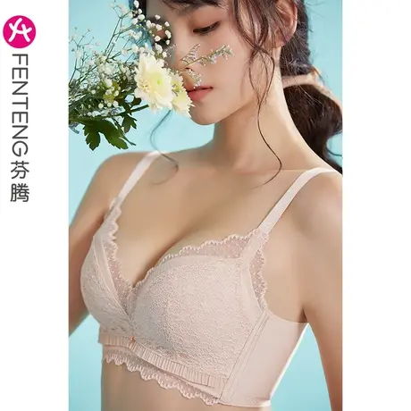 芬腾女士内衣蕾丝胸罩无钢圈小胸聚拢上托收副乳防下垂莫代尔文胸图片