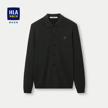 HLA/海澜之家时尚长袖针织开衫23秋冬新款翻领弹力精致小标外套男商品大图