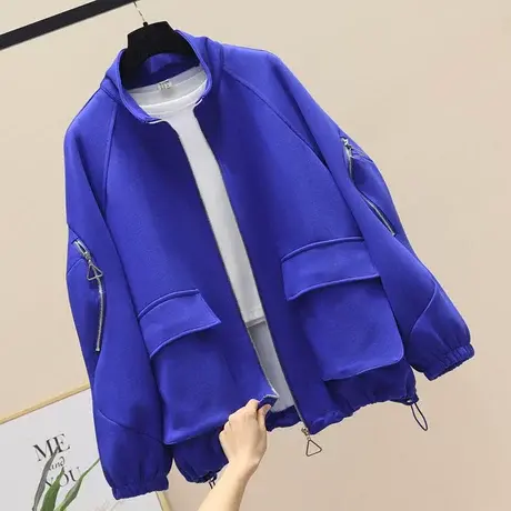 棒球服外套女春秋2023新款长袖开衫卫衣百搭宽松休闲短款夹克上衣商品大图