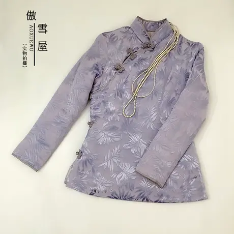 中国风盘扣夹棉长袖复古修身旗袍上衣 改良日常高端唐装棉衣秋冬图片