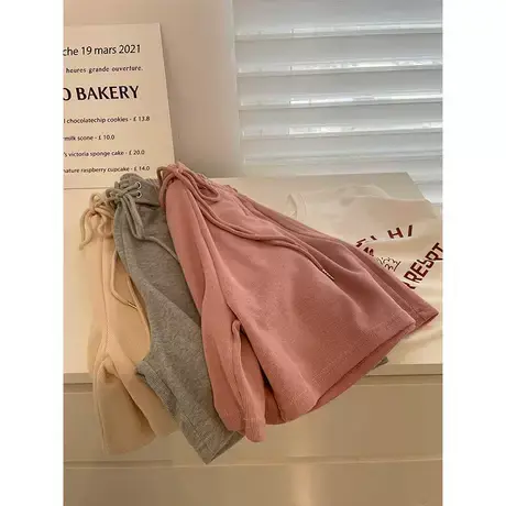 高腰抽绳运动短裤！夏季松紧腰百搭宽松阔腿休闲中裤显瘦五分裤女商品大图