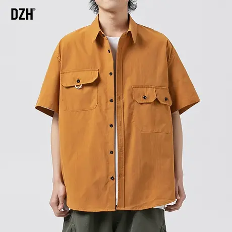男士工装短袖衬衫男潮牌潮流日系风男装2023新款衣服半袖休闲衬衣商品大图