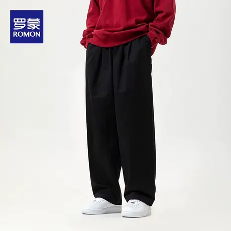 罗蒙直筒宽松休闲裤男2024秋冬季新款运动裤男装潮流长裤百搭裤子图片