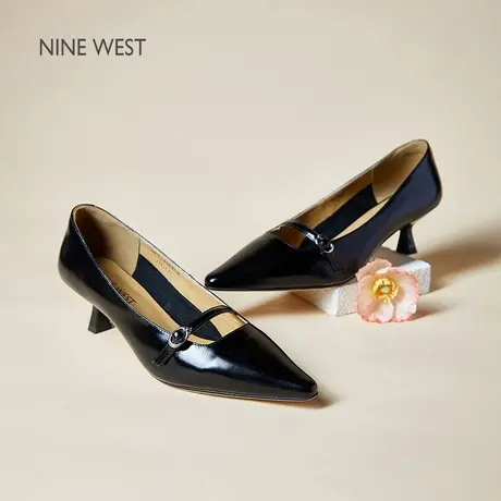 Nine West/玖熙鱼嘴高跟鞋女2025夏季新款气质尖头一字带玛丽珍鞋商品大图