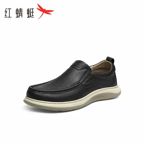 红蜻蜓休闲皮鞋2025春季新款男鞋羊皮舒适一脚蹬通勤皮鞋平底男鞋商品大图