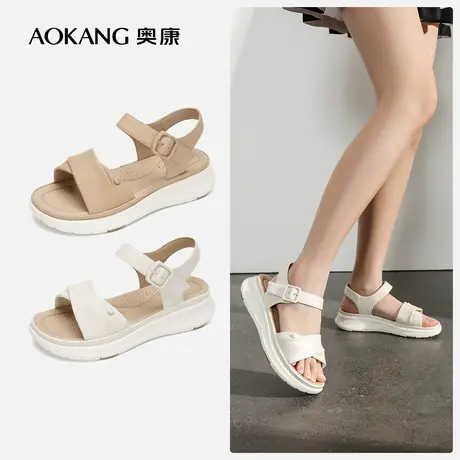 【门店发货】奥康女鞋新款真皮舒适软底防滑透气妈妈凉鞋图片