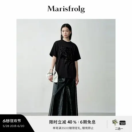 【艺术家灵感】玛丝菲尔秋经典圆领植绒T恤上衣图片