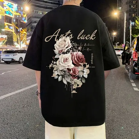 短袖T恤男夏季新款休闲纯棉宽松薄款体恤衫ins港风潮牌运动半袖潮商品大图