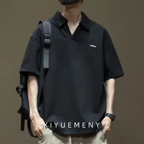 海鸥领短袖POLO衫男2025夏季新款加肥加大男士宽松休闲半袖体恤衫商品大图