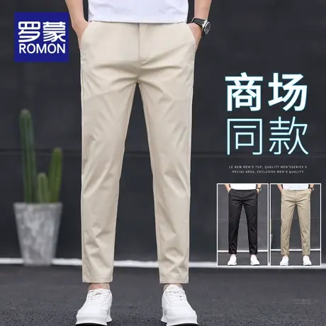 罗蒙休闲裤男士修身直筒商务西裤2025春夏季新款潮流百搭长裤子男商品大图
