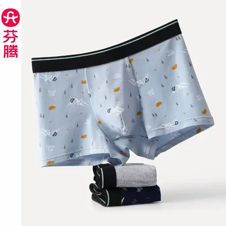 清仓芬腾纯棉男士内裤男生四角短裤头男款青少年大码宽松平角裤衩商品大图
