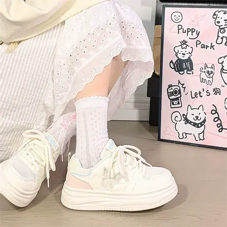 人本可爱蝴蝶透气板鞋女2025夏季爆款网面休闲鞋软底舒适百搭女鞋商品大图