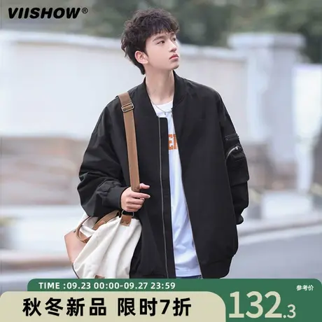 VIISHOW棒球服男牌飞行员夹克潮流复古宽松休闲春秋工装外套男士图片