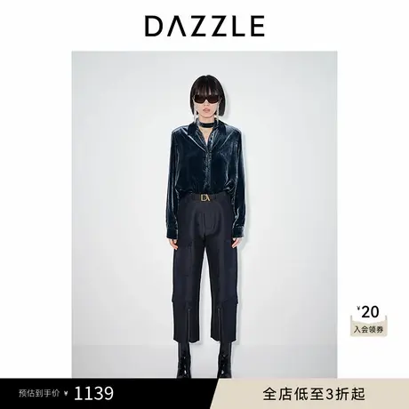 DAZZLE地素奥莱 衬衫春秋季女装垂坠感丝绒上衣图片