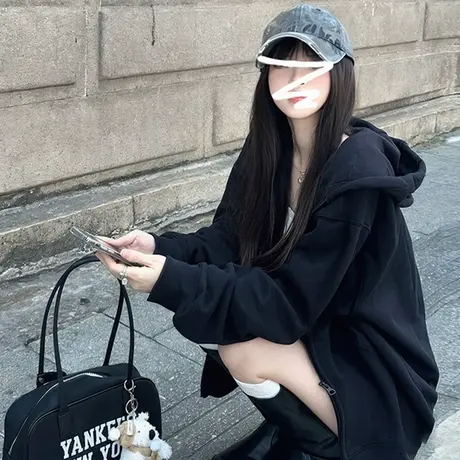 KV真维斯连帽卫衣女秋季2025新款宽松休闲松弛感美式高街上衣外套商品大图