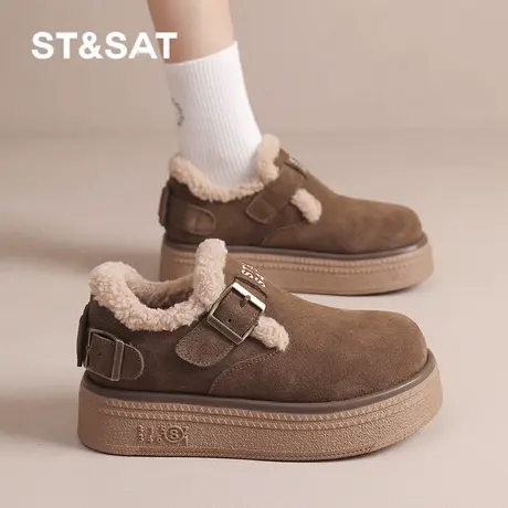 星期六棉鞋女冬2024冬季新款女鞋女款冬款加绒加厚保暖秋冬勃肯鞋商品大图