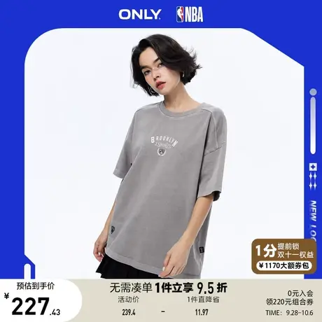 【买5免1】ONLY2023夏季新款NBA联名字母印花宽松圆领短袖T恤女商品大图