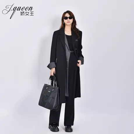 西装大衣女2023秋冬新款时尚设计感双门襟拼接假两件中长款西服图片