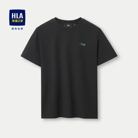 HLA/海澜之家轻商务短袖T恤24春夏新款凉感字母印花圆领针织短t男商品大图
