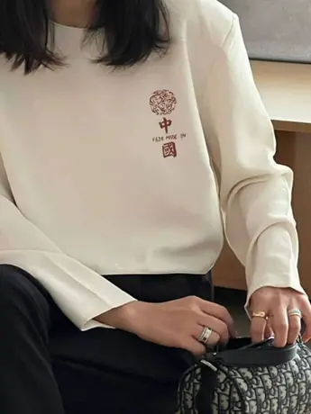 白色仿棉长袖t恤女装2023新款欧货秋冬季加绒万能内搭打底衫上衣商品大图