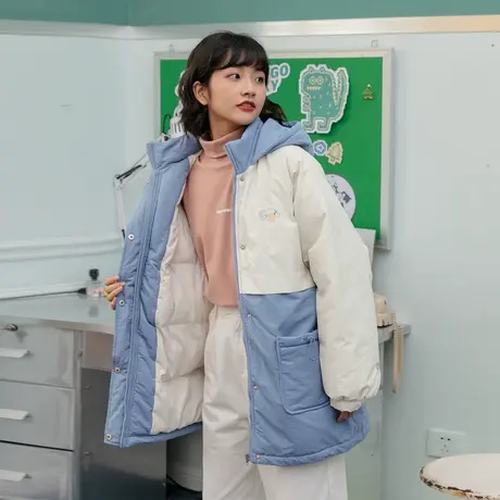 尔给冬季棉服女韩版学生可爱软妹棉衣2021新款袄子女冬装中长款图片