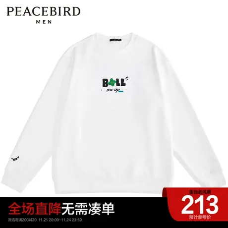 太平鸟男装奥莱 2023纯棉圆领牌卫衣图片