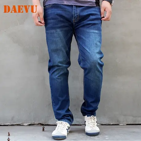 潮胖新款特大号薄料韩版休闲小脚加肥加大码弹力男士牛仔裤商品大图