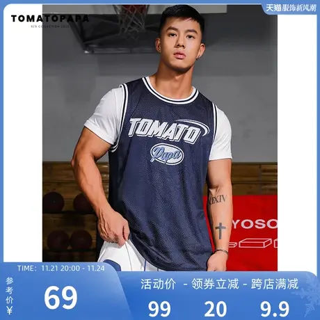 TOMATOPAPA原创镂空设计无袖T恤男潮牌简约性感运动坎肩背心男商品大图