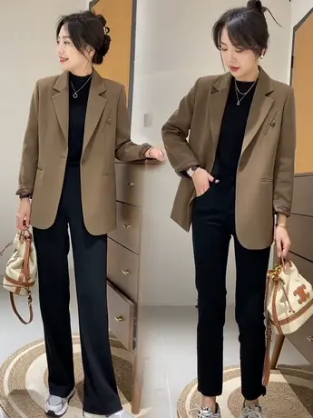 2023年春秋新款高级感时尚休闲小西装外套女韩版气质休闲西服上衣商品大图