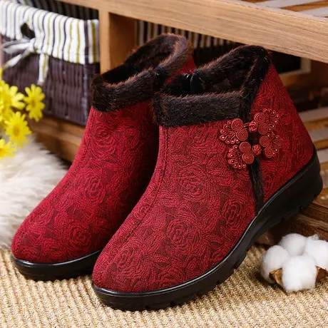 老人棉鞋奶奶保暖鞋女雪地靴女士老北京布鞋老年人鞋冬季加绒鞋子商品大图