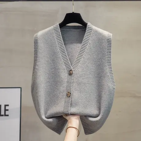 v领针织开衫马甲背心女2025春秋新款宽松马夹外穿上衣毛衣坎肩潮商品大图