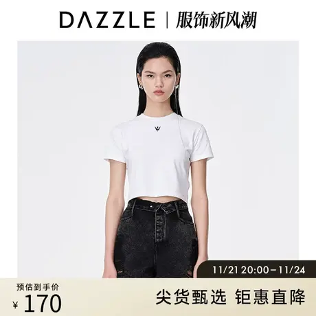 DAZZLE地素奥莱 春夏立体字母印花显瘦短袖T恤女2D2B3011B图片