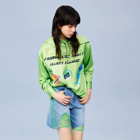 RIENYRE衬衫女2023年春夏季新款少年感穿搭高级长袖正反两穿上衣图片